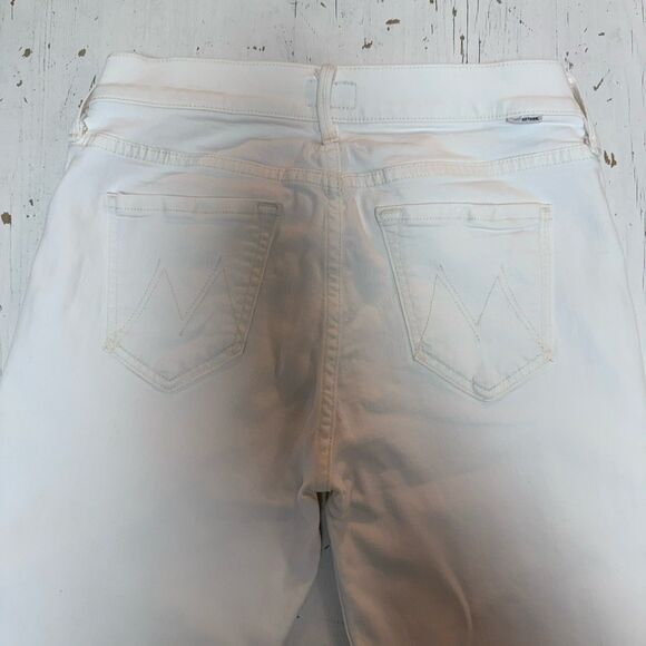 MOTHER Cropped Jean Size 25 The Dropout White/Whipping The Cream Cropped Stretch - Picture 5 of 16